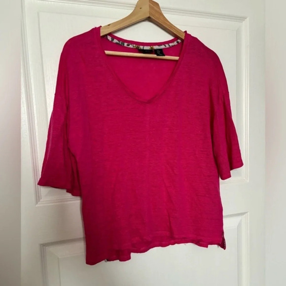 TAHARI  Linen T-Shirt - Picture 1 of 4